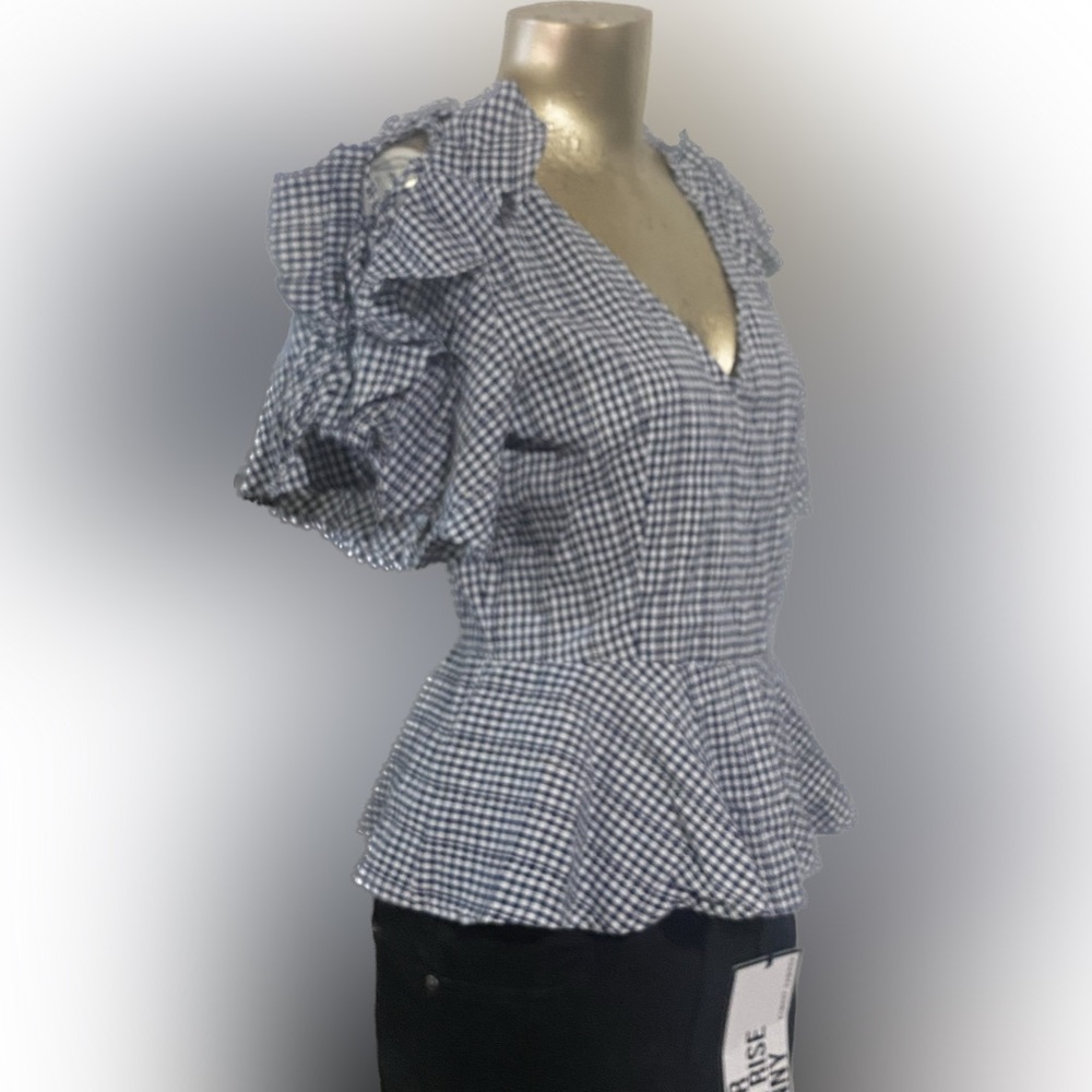 J.O.A. Fit and Flare Gingham Top, M